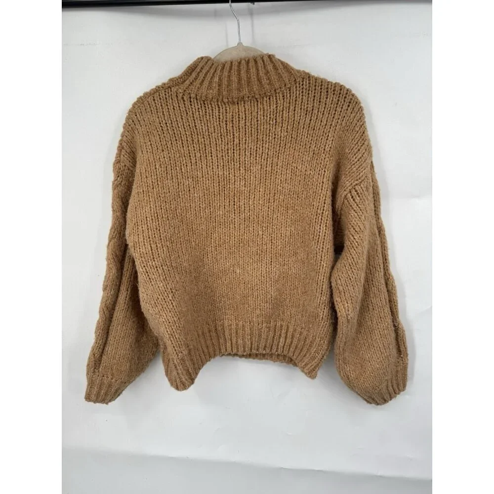 Petal + Pup Pullover‎ Mock Neck Sweater Women S/M Golden Tan Granolagirl Boho